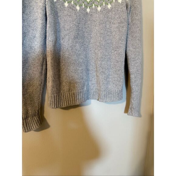 Joe Fresh Size XS Mock Neck Fair Isle Sweater Gray Green Nordic Winter Holiday - Picture 5 of 10